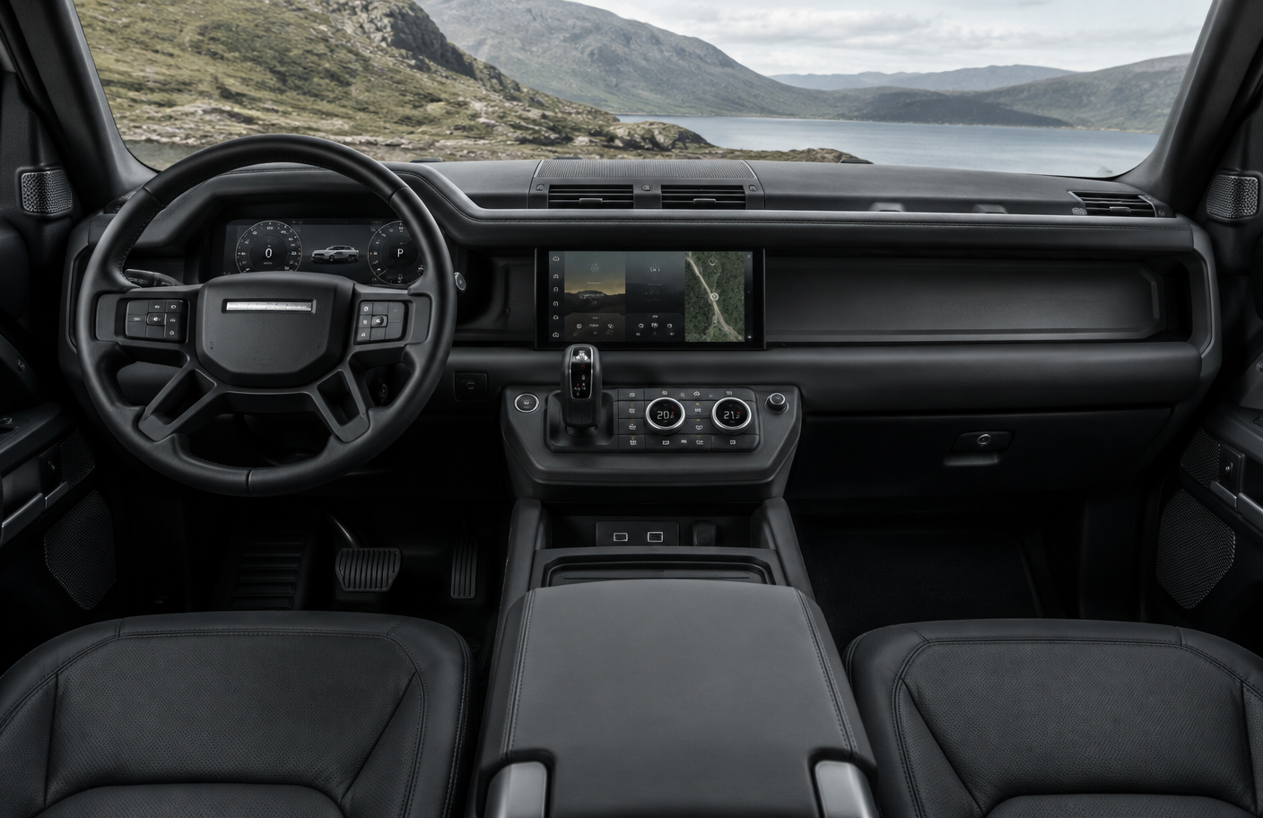 Land Rover Defender dashboard and driver controls